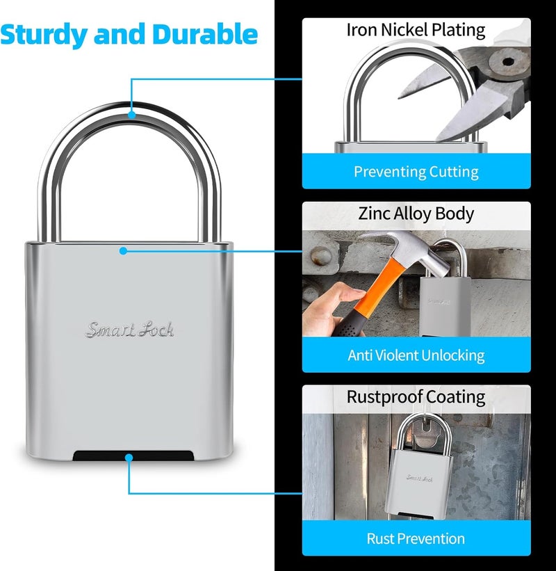 KENRONE Fingerprint Padlock, Biometric Smart Lock, Silver, Waterproof Locker Lock for Gym, School, Sports Ground - Image 5
